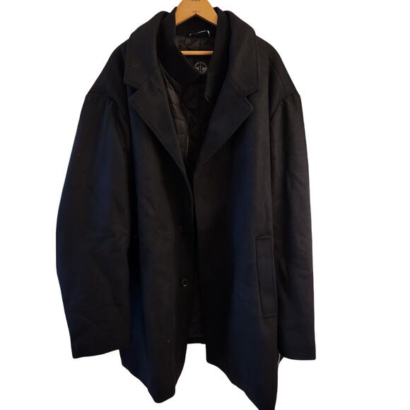 Dockers Men's Henry Wool Blend Top Coat , Black, 4X - New W/O Tags